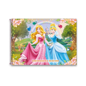 Caderno de Desenho Espiral – 96 folhas – Capa Aurora e Cinderela