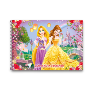 Caderno de Desenho Espiral – 96 folhas – Capa Rapunzel e Bela