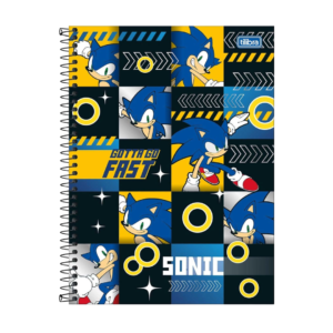 Caderno Espiral – 1 Matéria – 96 folhas – Capa Sonic Gotta Go Fast