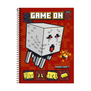 Caderno Espiral – 1 Matéria – 80 folhas – Capa Minecraft “Game On”