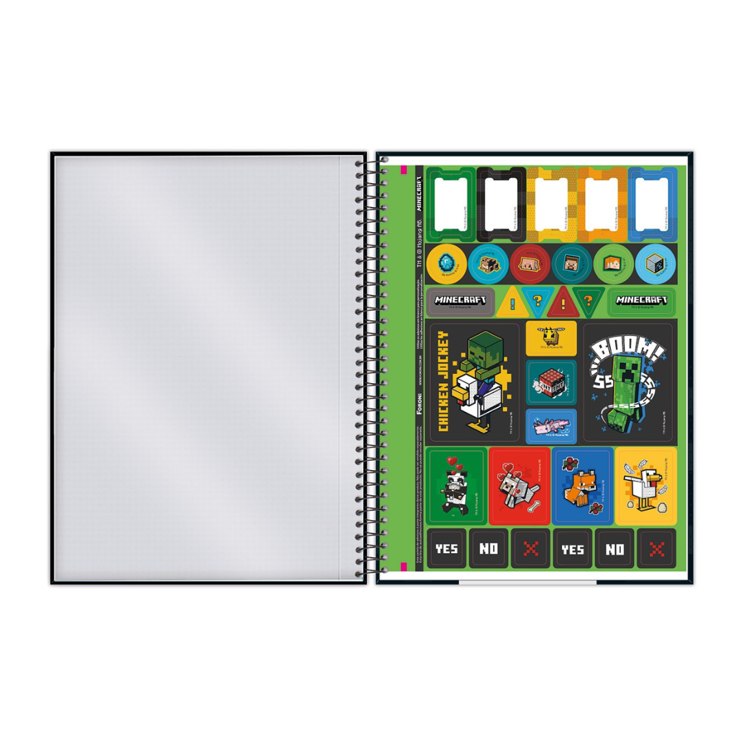 Caderno Espiral – 1 Matéria – 80 folhas – Capa Minecraft “Game On” - Imagem 3