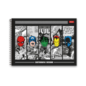 Caderno de Desenho Espiral – 96 folhas – Capa Marvel Heroes