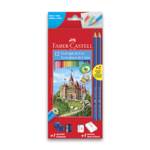 Ecolápis de Cor Faber-Castell – 12 cores + acessórios