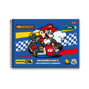 Caderno de Desenho Espiral – 96 folhas – Capa Mario Kart